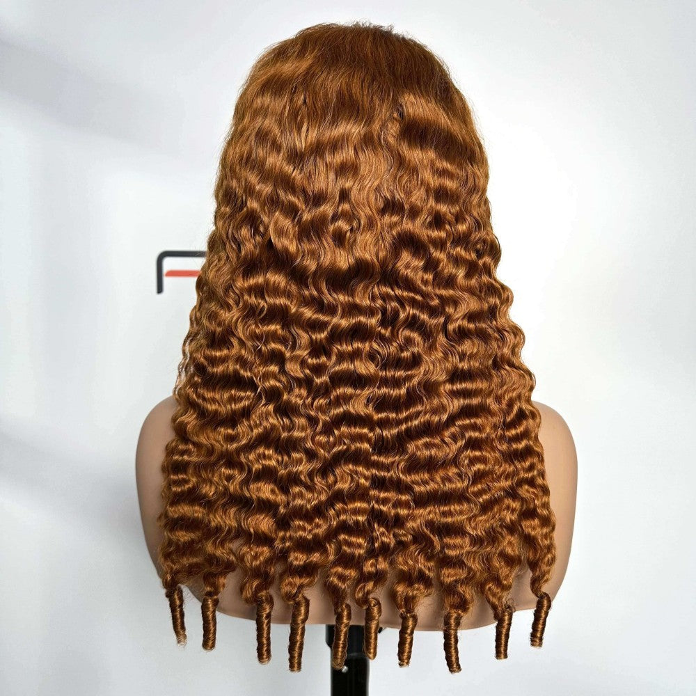 Bulk 350 ginger Burmese curly lace front wigs low MOQ